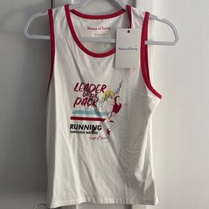 House of Sunny White and Red Graphic Tank Top